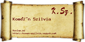 Komán Szilvia névjegykártya